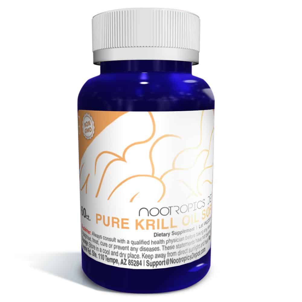 60 cápsulas con 500mg de Aceite de Krill Rojo (255 mg Activos de Omega-3) -Nootropic Depot