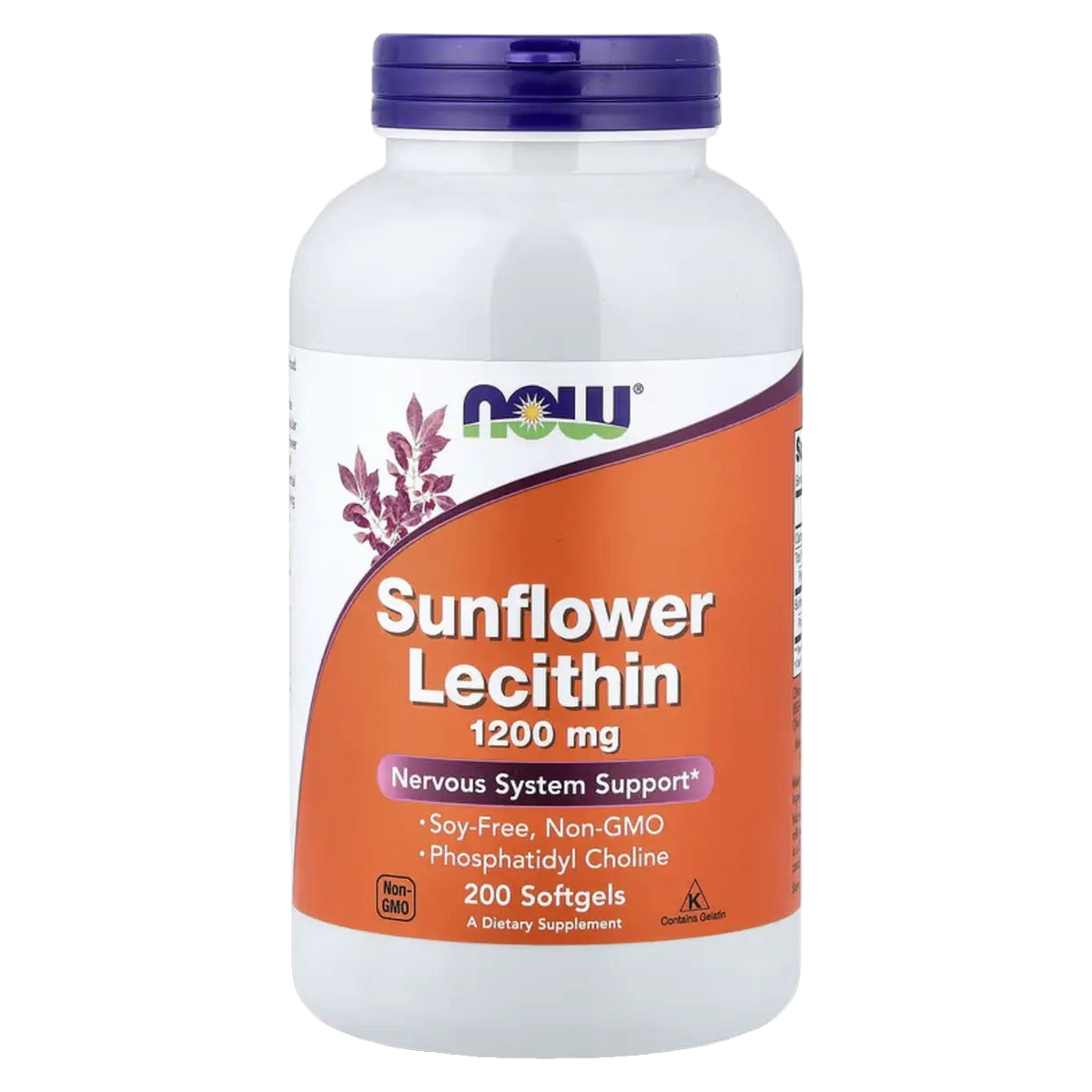 Lecitina de girasol, 200 cápsulas blandas, 1200 mg por cápsula