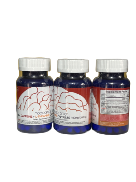 180 Cápsulas con 100mg de Cafeina y 200mg de L-Theanina - Nootropics Depot - ENVIO GRATIS DHL