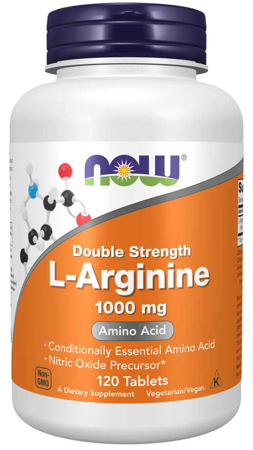 L-Arginina, 1,000 mg por tableta, 120 tabletas – NOW Foods