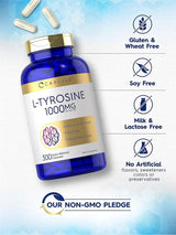 300 Cápsulas de L-tyrosine Premium con 1000mg por servicio - Carlyle