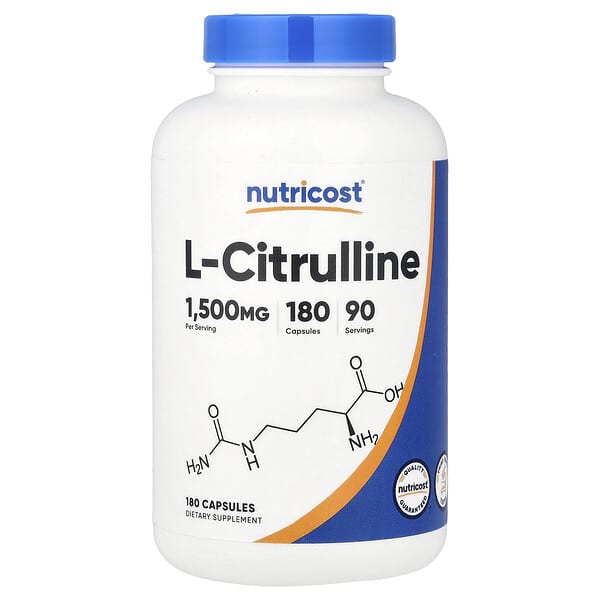 Frasco oficial Nutricost L-Citrulina, 180 cápsulas