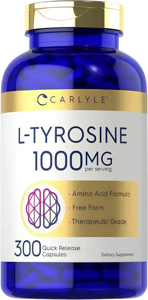 300 Cápsulas de L-tyrosine Premium con 1000mg por servicio - Carlyle