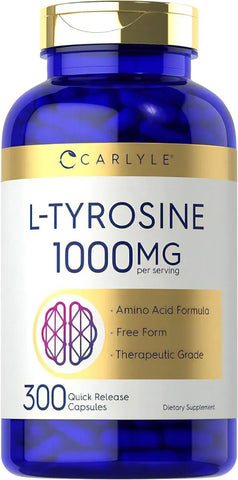 300 Cápsulas de L-tyrosine Premium con 1000mg por servicio - Carlyle