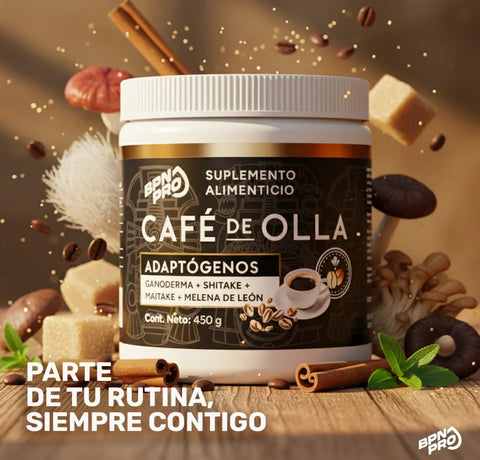 Café de olla con hongos adaptogenos