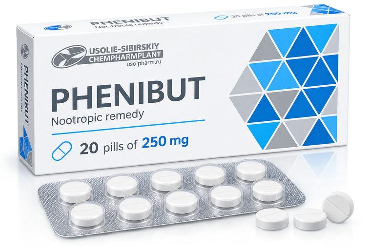 Phenibut 250mg — 20 Tabletas (Usolie-Sibirskiy)