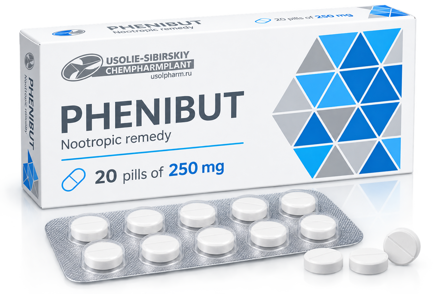 Phenibut 250mg — 20 Tabletas (Usolie-Sibirskiy)