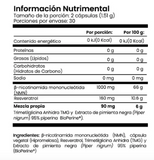 NMN - 60 Cápsulas con 1000mg β-Nicotinamida Mononucleótido + Resveratrol + TMG + Bioperine®  por CELX