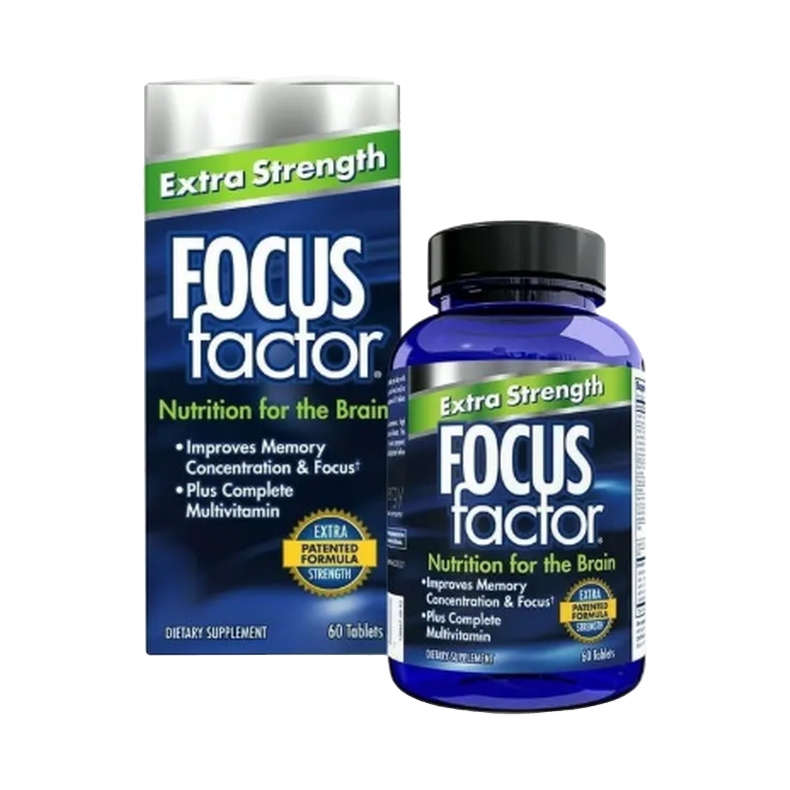 Focus Factor Extra Strength · 60 Tabletas · Nutrición para el Cerebro