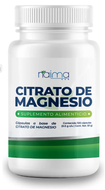 100 Cápsulas de Citrato de Magnesio 500mg - Naima