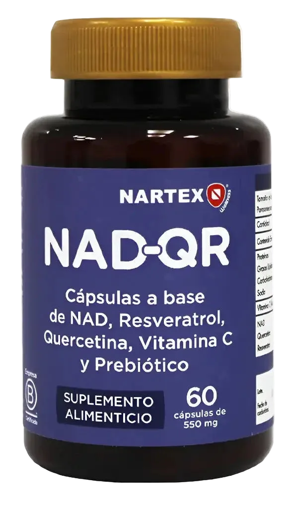 NAD-QR – Nartex Wellness | NAD + Resveratrol + Quercetina + Vit. C + Prebiótico | 60 Cápsulas
