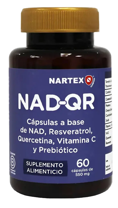 NAD-QR – Nartex Wellness | NAD + Resveratrol + Quercetina + Vit. C + Prebiótico | 60 Cápsulas