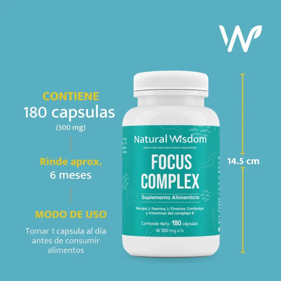 Focus Complex con cordyceps y vitaminas B, 180 cápsulas