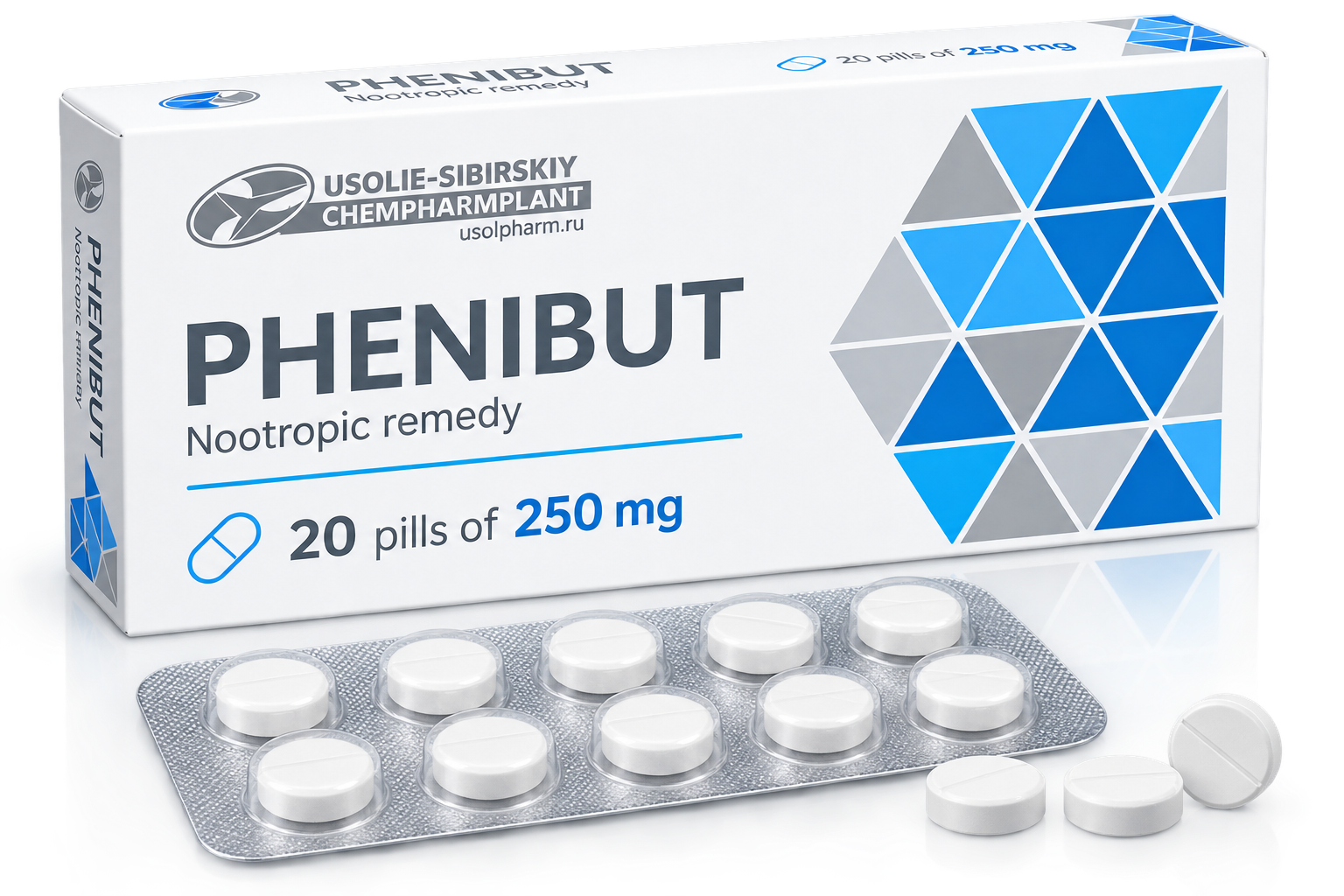 Phenibut 250mg — 20 Tabletas (Usolie-Sibirskiy)