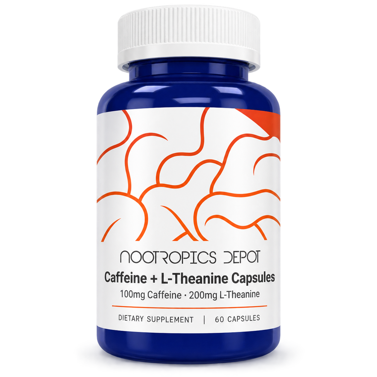 Cafeína 100 mg + L-Teanina 200 mg · 60 Cápsulas – Nootropics Depot