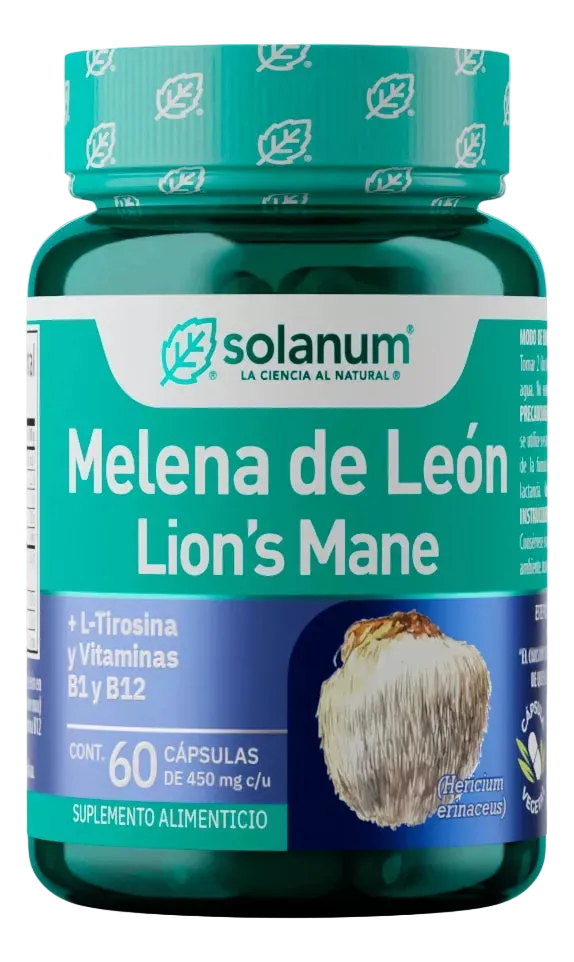 60 cápsulas con 450mg - Hongo Melena de León (Hericium Erinaceus)SOLANUM
