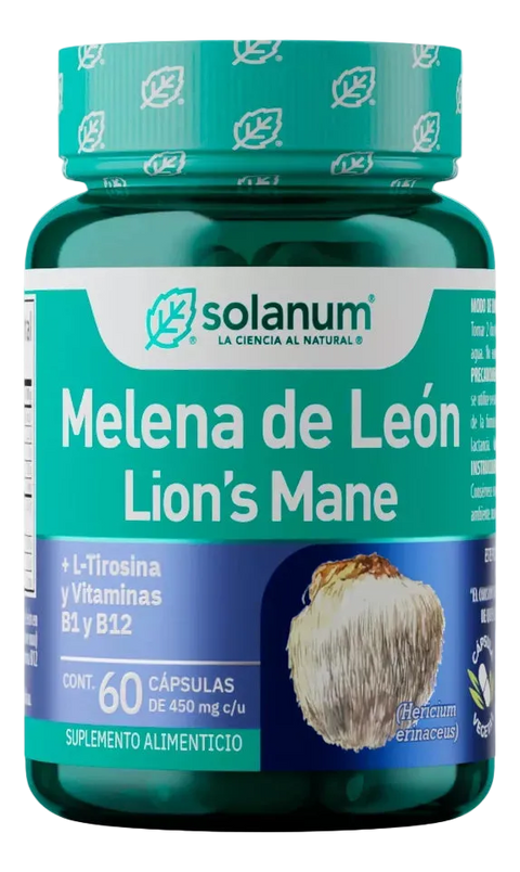 60 cápsulas con 450mg - Hongo Melena de León (Hericium Erinaceus)SOLANUM