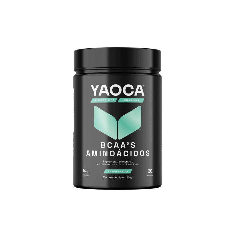 Bote oficial Yaoca BCAA's Aminoácidos sabor sandía, 420 g