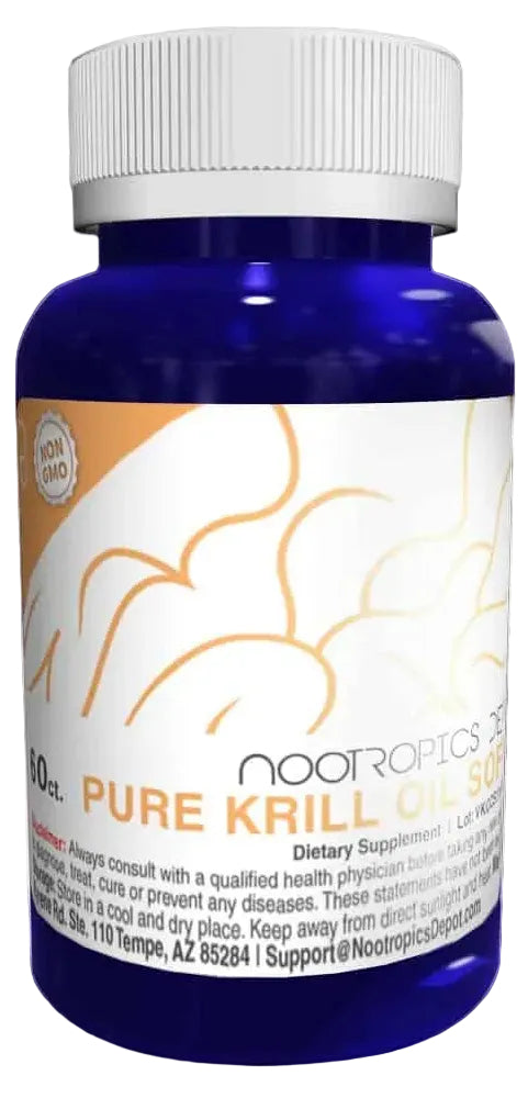 60 cápsulas con 500mg de Aceite de Krill Rojo (255 mg Activos de Omega-3) -Nootropic Depot