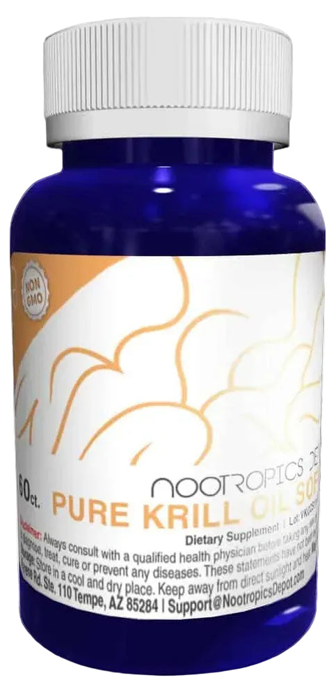 60 cápsulas con 500mg de Aceite de Krill Rojo (255 mg Activos de Omega-3) -Nootropic Depot