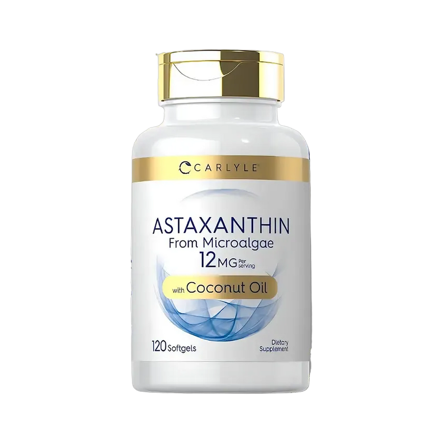 Astaxantina 12 mg · 120 Cápsulas Blandas · Carlyle · con Aceite de Coco Virgen