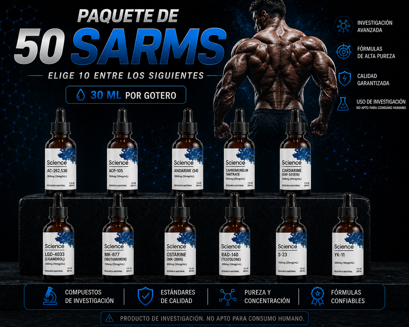 Combo Mayoreo SARMs x50 Goteros 30ml – Science.bio