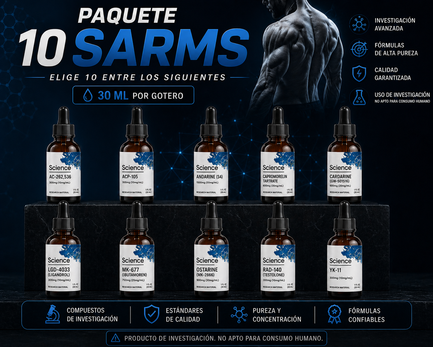 Combo Mayoreo SARMs x10 Goteros 30ml – Science.bio