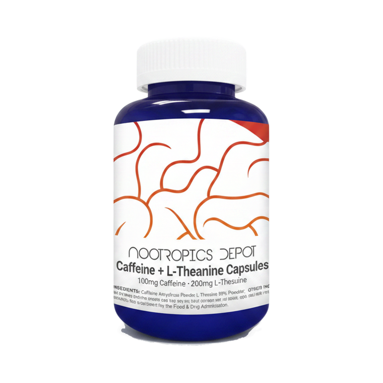 Cafeína 100 mg + L-Teanina 200 mg · 60 Cápsulas – Nootropics Depot