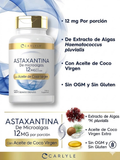 Astaxantina 12 mg · 120 Cápsulas Blandas · Carlyle · con Aceite de Coco Virgen