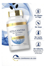 Astaxantina 12 mg · 120 Cápsulas Blandas · Carlyle · con Aceite de Coco Virgen