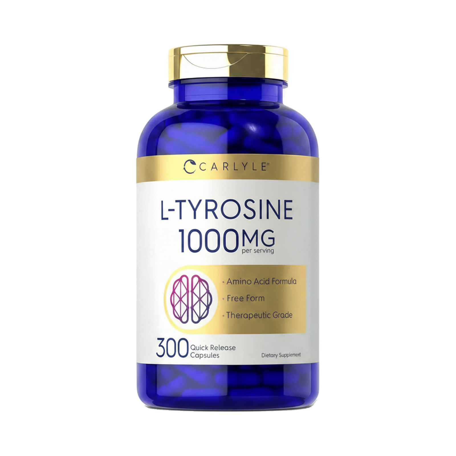 300 Cápsulas de L-tyrosine Premium con 1000mg por servicio - Carlyle