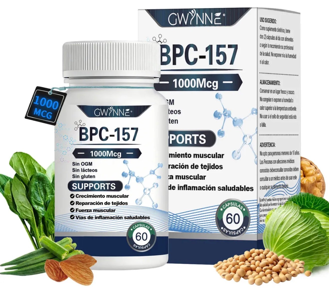 BPC-157 · 1000 mcg · 60 Cápsulas · Gwynne®