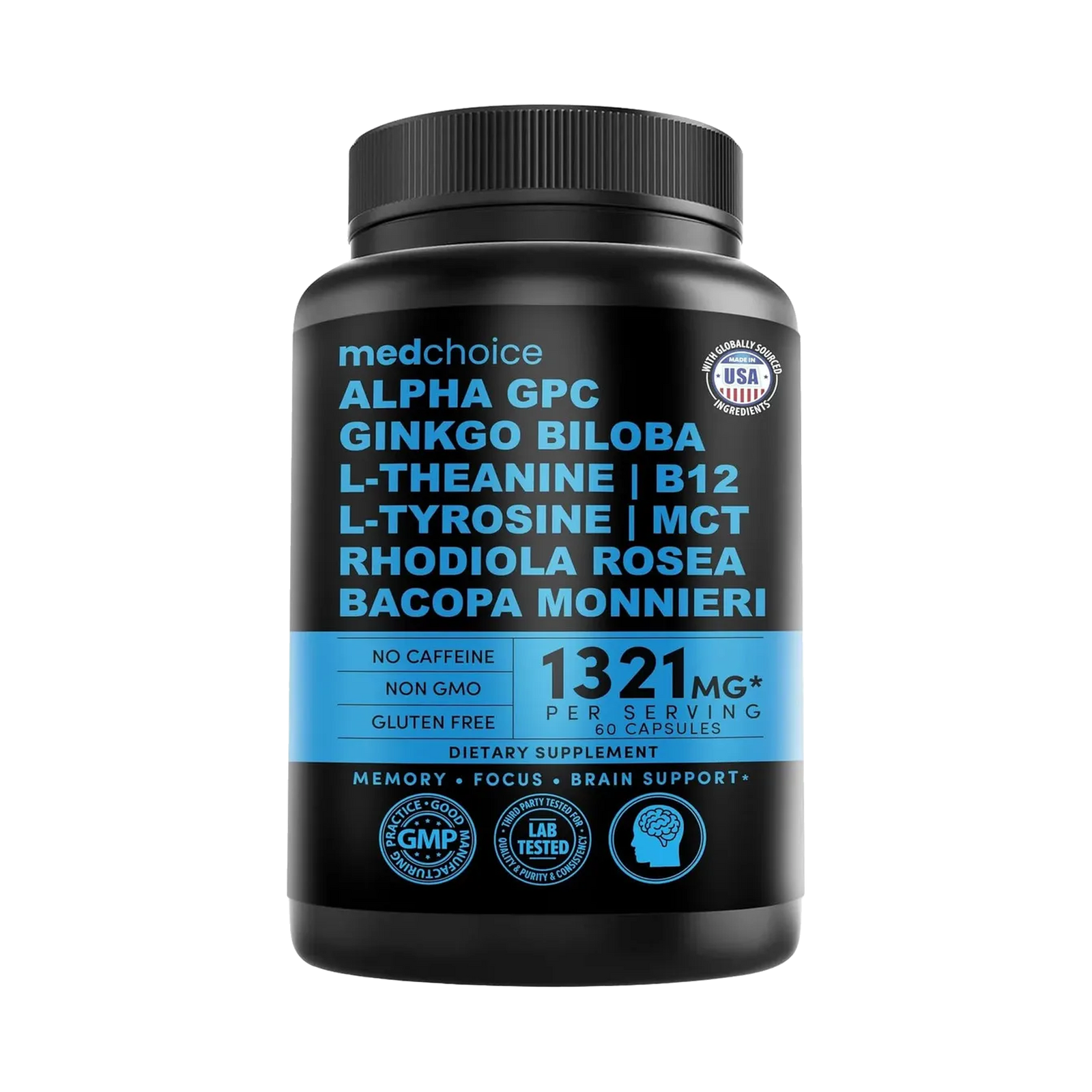 Nootrópico 11-EN-1 · 1321 mg · 60 Cápsulas · Medchoice · Sin Cafeína