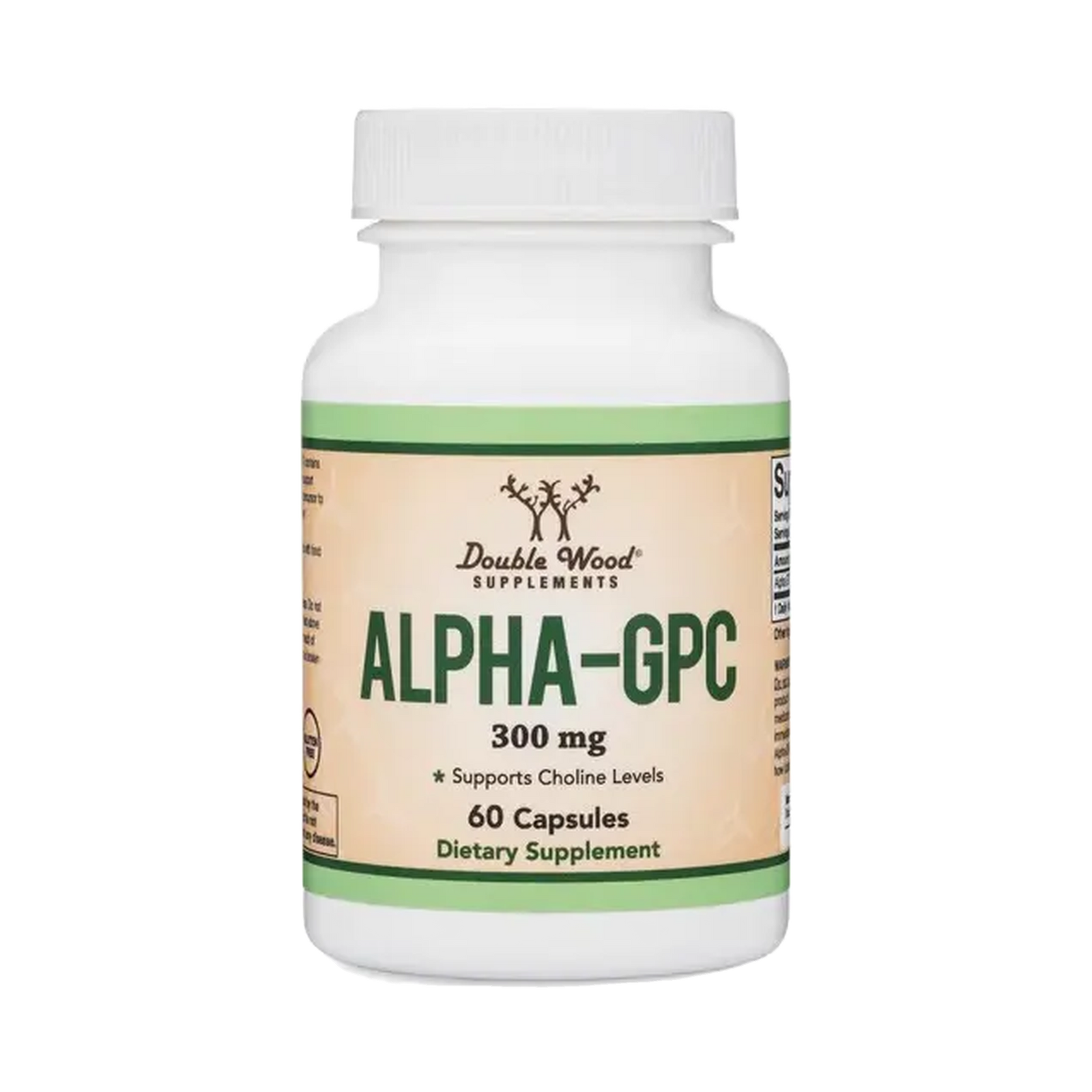 Alpha-GPC 300 mg · 60 Cápsulas · Double Wood Supplements · Fórmula Avanzada Memoria