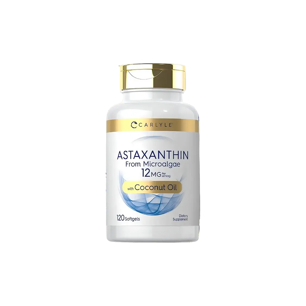 Astaxantina 12 mg · 120 Cápsulas Blandas · Carlyle · con Aceite de Coco Virgen