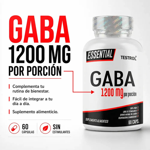 GABA 1200mg 60 cápsulas – Essential Testrol