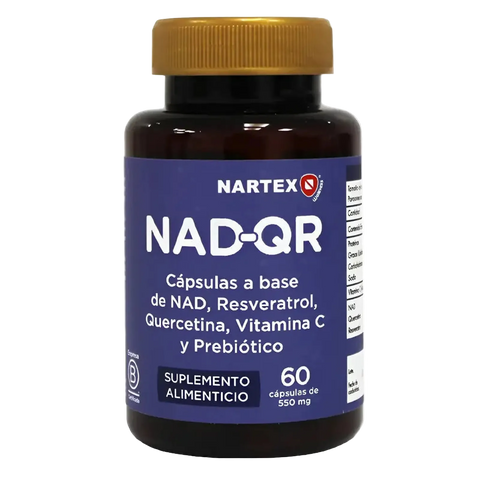 NAD-QR – Nartex Wellness | NAD + Resveratrol + Quercetina + Vit. C + Prebiótico | 60 Cápsulas