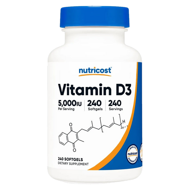 Vitamina D3, 240 cápsulas blandas, 5,000 UI por cápsula