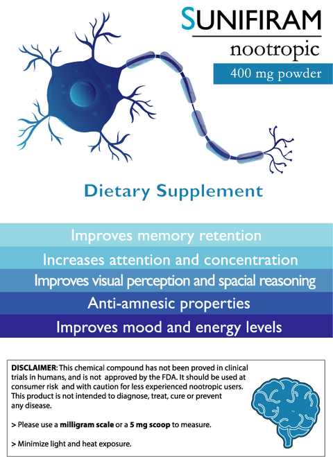 400mg en polvo de Sunifiram - Incluye Scoop dosificador.